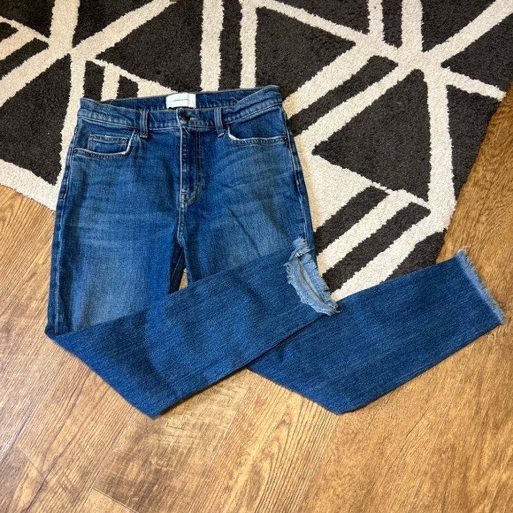 Current Elliott factory distressed raw frayed hem high rise denim jeans A10-26